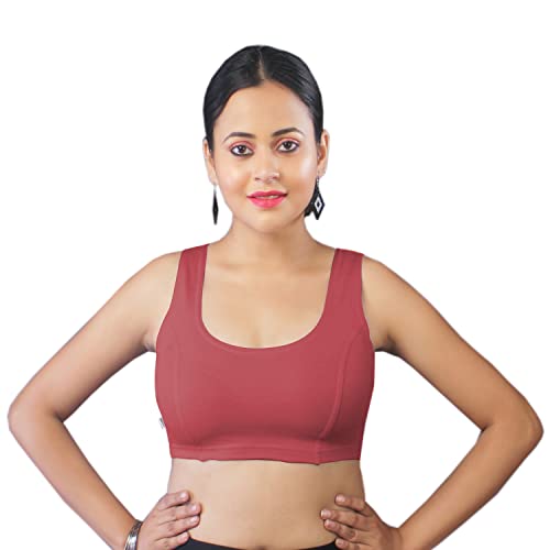 Image of Abhi Cotton Readymade Saree Blouse for Women- Sleeveless, U-Neck, Regular-fit, Stretchable, Pull-on Style