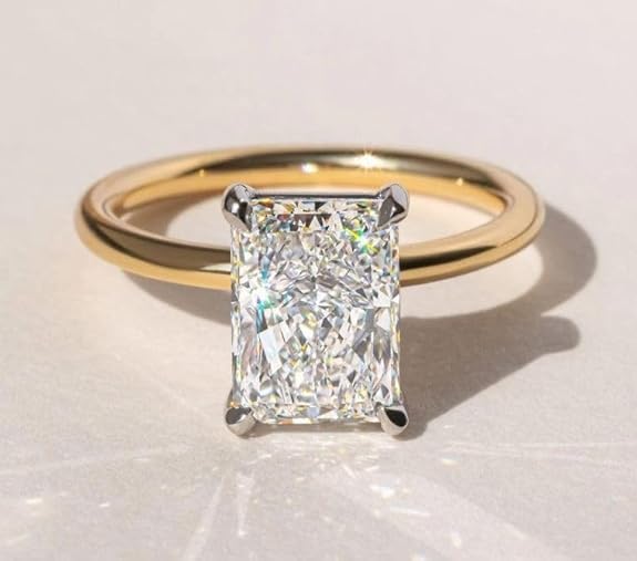 Radiant Cut 3 Carat Elongated Radiant Cut Diamond Solitaire Engagement Ring,14k Gold Plated,Wedding Ring For Women,Gifted For Her,Size 3-12.2