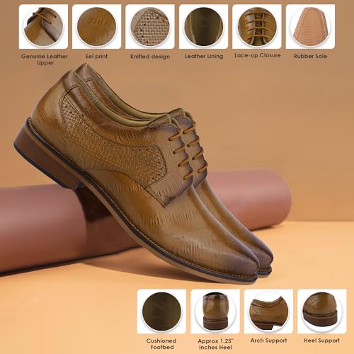 LIBERTYZENO Mens EEL Print Knitted Design Genuine Leather Adults Lace Up Oxford Dress Shoes for Prom Graduation2