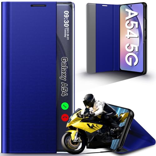 Coque Samsung A54 Etui Rabat Protection Intégrale Flip Folio Bleu