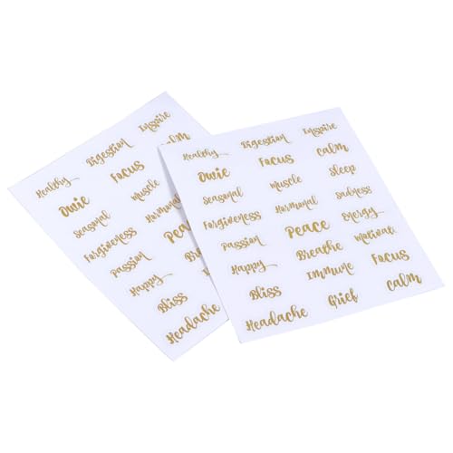 Healifty 5 hojas Pegatinas Alfabeto Dorado para Botellas de Aceite Esencial Etiquetas Adhesivas Impermeables para Organizar y Personalizar Frascos Adecuadas para Superficies Lisas