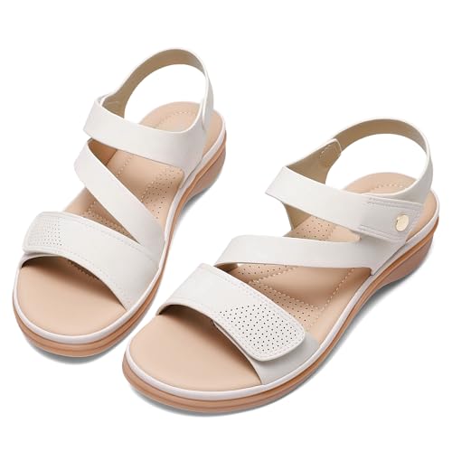 Image of Littleplum Womens Sandals Arch Support - Comfortable Flat Sandals for Women, Summer Breathable Adjustable Orthotic Walking Shoes for Beach,Travel