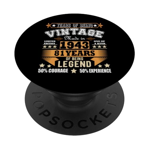 81 cumpleaños, las leyendas nacieron en 1943, vintage 81 años PopSockets PopGrip Intercambiable