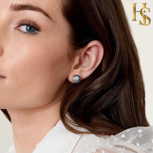 Image of HIGHSPARK 925 Silver Classic Pearl Earrings for Women | 92.5 Sterling Silver & Brilliant Lustre Pearls | Lovely Gift for Women