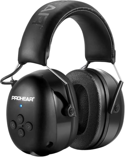 PROHEAR 037 Gehörschutz mit Bluetooth, BT 5.4-Technologie Kopfhörer mit Eingebautem Mikrofon und Lärmreduzierung für Mähen und Lärmintensive Freizeitaktivitäten, SNR 30dB, NRR25dB - Schwarz