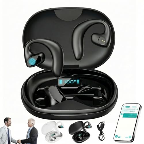 AAFGVC Talkbuds Übersetzer Ohrhörer Ohne Internet Kopfhörer mit Simultanübersetzung 144 Sprachen Bluetooth 5.1 ANC Translator Earbuds für Geschäftsreisen und Sprachlernen (Schwarz)