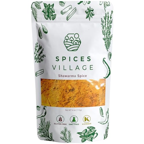 SPICES VILLAGE Shawarma Seasoning [ 4 oz ] - Shawarma Spice Seasoning, Spice Rub for Meat, Beef, Chicken, Gyro & Poultry, Middle Eastern Spice Mix, Mediterranean Spice Mix - Kosher, Gluten Free, Non GMO, Resealable Bulk Bag