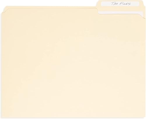 Miniatura 7 de 100 carpetas de archivos resistentes Blue Summit Supplies tamaño carta con pestañas reforzadas de corte 1/3, papel manila grueso de 14 puntos,