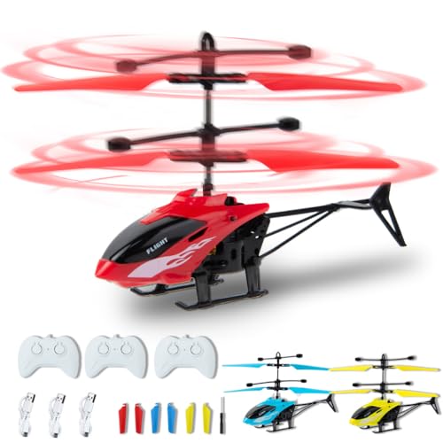 Remote Control Helicopter, Gesture Sensing Indoor Flying Helicopter Toys,RC Helicopter Airplane for Teenages with 10Mins Flight, 3 Pack RC Helicopter for Kids with Light,Birthday Gifts for Boys and Girls