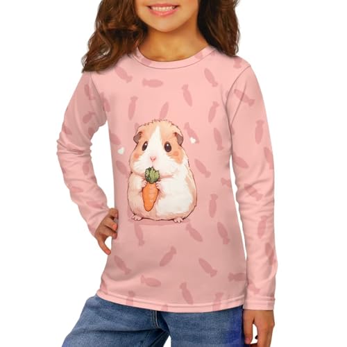 Image of Girls Long Sleeve T Shirt Cute Cartoon Crewneck Shirt for Kids 3-16Y Fall Winter Clothes