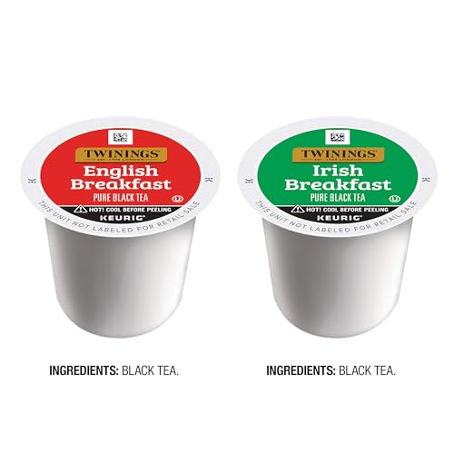 Image of Twinings English Breakfast Black Tea K-Cups for Keurig, 24 Count (Pack of 1) + Irish Breakfast Black Tea K-Cups for Keurig, 24 Count (Pack of 1)