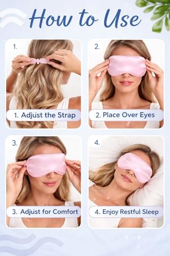 Image of Satin Silk Eye Mask for Sleeping, Ultra Smooth Soft Blindfold Sleep Mask with Elastic Strap for Women & Men, Comfortable Eye Cover for Travel, Meditation, Yoga, Nap, Relaxation & Light Blocking