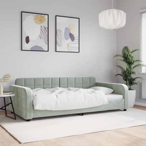 Sofá cama de 100 x 200 cm moderno terciopelo gris para salón y dormitorio de invitados 3