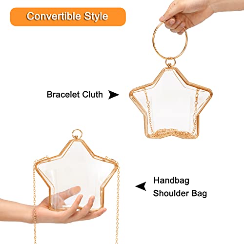 Rejolly Clear Star Shaped Purse For Women Acrylic Transparent Bracelet Evening Clutch Bag Novelty Handbag Crossbody Shoulder Bag With Chain Strap #TOP1