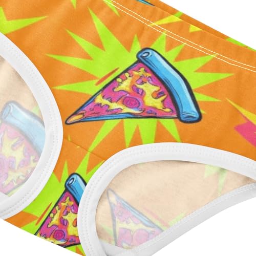 Cartoon Pizza Orange Panties for Girl Toddler Underwear Floral Cotton Colorful Kids Briefs Undies 2t4