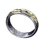 [龍頭] K18 シルバー 950 甲丸 丸 鎚目 リング 指輪 幅5mm シンプル メンズ 7号