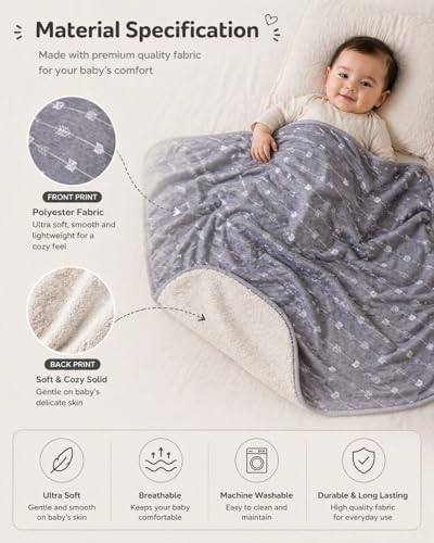 Image of THE LITTLE LOOKERS Soft Blanket for Babies | Ultra Soft, Breathable & Skin-Friendly | Safe & Chemical-Free | All-Season Use | Lightweight AC Blanket for 0-1 Years (Grey)