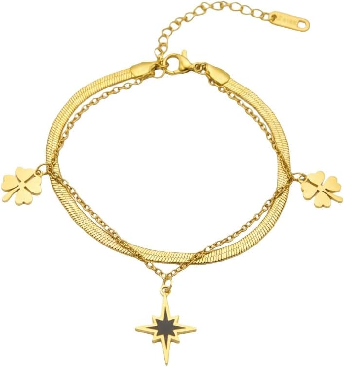 18K Gold Plated Titanium Steel Bracelet for Women, Length Adjustable Chain Bracelet, Minimalist Dainty Everyday Jewelry Gifts for Women