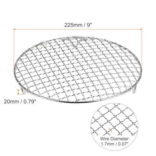HARFINGTON Round Cooking Rack 9-inch 201 Stainless Steel Cross Wire Barbecue Grill Net with 20mm Legs for Cooking Baking Steaming BBQ