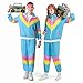 Owurha 80s Tracksuit for Men Women 90s Retro Windbreaker Outfit 80s Costume for Couples 80s Track Suit for Adult