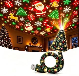 Plug and Play Hd USB Christmas Tree Projector with 6 Festive Scenes