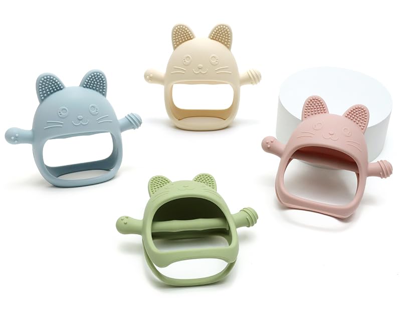 Miniatura 7 de Mordedor de silicona para bebés, paquete de 2 unidades, suave y flexible, juguetes de dentición de fácil agarre para bebés y niños pequeños, sin