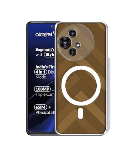 Image of Case Cover for Alcatel V3 Ultra 5G Wooden Herringbone Magnetic Ring Design (Not Magnetic Compatible) | UV Printed Soft TPU Shockproof Back Case for Alcatel V3 Ultra 5G