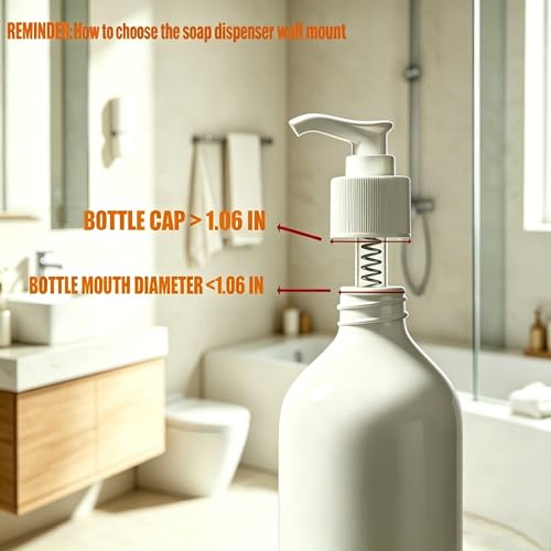Image of BiJun Soap Bottle Dispenser Holder Wall Mount, Shampoo Conditioner Body Wash Dispenser Soap Holder Shower Hanger Space-Saving Bottle Hole of 1.06in for Kitchen Bathroom (1.06in, Black)