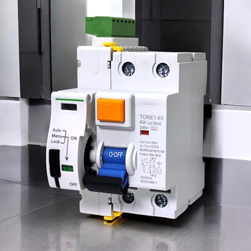 Interruptor diferencial superinmunizado auto rearmable 40A 30mA Clase A con protección sobrecorriente y fugas rearmable (Clase A Model 1)