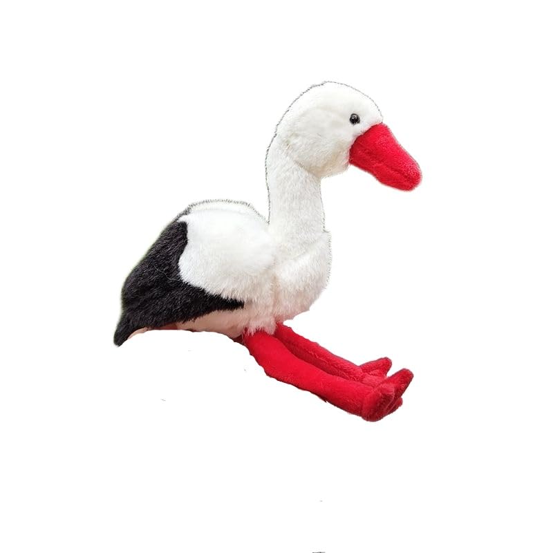 Peluche Cigogne Blanche oiseau réaliste pour apprendre la faune sauvage