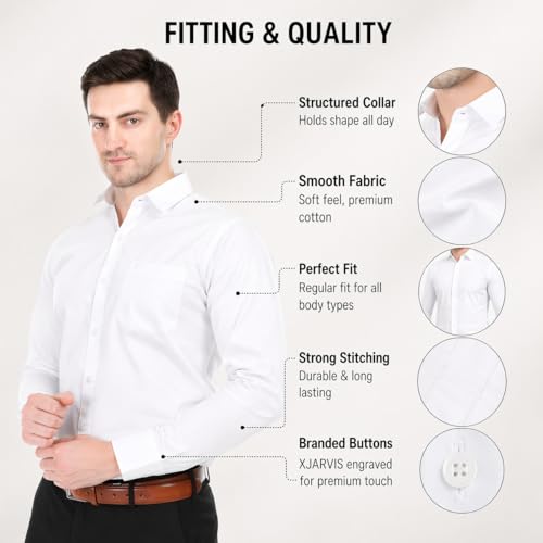 Image of MCAVOY Men's 100% Pure Cotton Shirt | Regular Fit Full Sleeve Formal & Casual Shirt for Men & Boys | Soft Breathable Office Wear