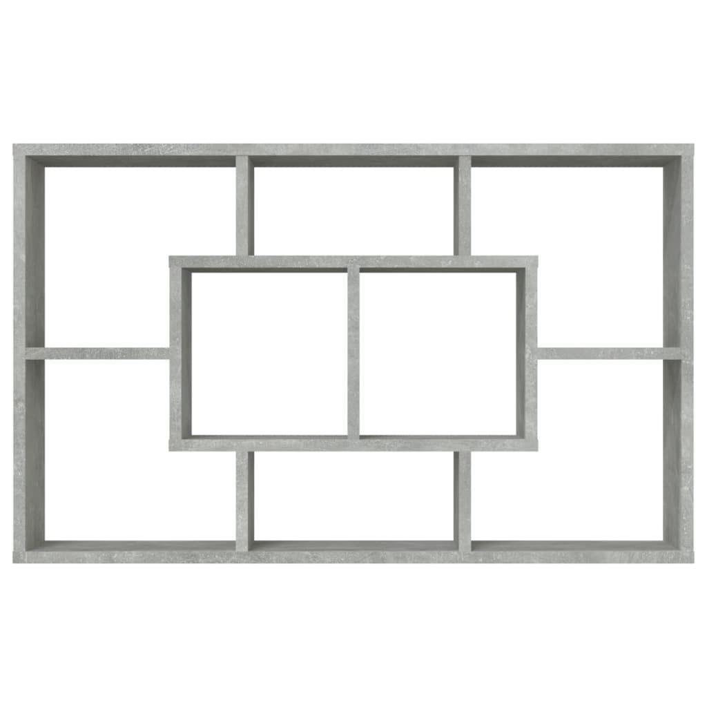 vidaXL Estantería de Pared Colgante Flotante Almacenamiento Espacio Decoración Artículos Diarios en Familia Contrachapada Gris Hormigón