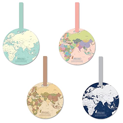 4 Pièces Etiquettes de Bagages, Etiquettes de Bagages, Bagages Étiquettes, Étiquette De Voyage, pour Bagages Enregistrés, Bagages à Main, Valises, Sacs pour Ordinateur Portable, Poussettes, 4 Modèles Cover
