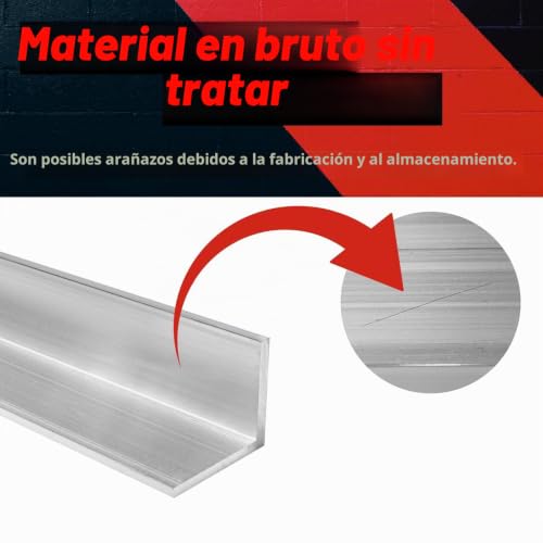 Miniatura 6 de Priostahl Ángulo De Aluminio Perfil En L, Riel Esquinero Isósceles, 35 X 35 X 4 Mm, Longitud: 1000 Mm, En Aw-6063 T6, Protección Para Esquinas, Cantos, Construcción