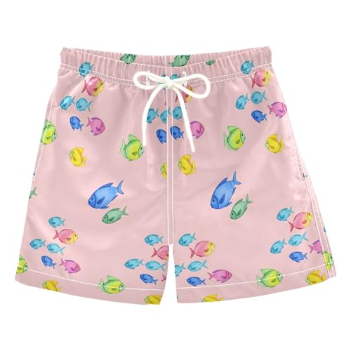 Boys Swim Trunk Quick Dry Colorful Fish Ocean Life Board Shorts Swimwear 6-12T