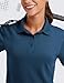CRZ YOGA Golf Crop Polo Shirts for Women 3 Button Collared Quick Dry Tennis T-Shirt Short Sleeve Workout Athletic Tops French Navy Medium