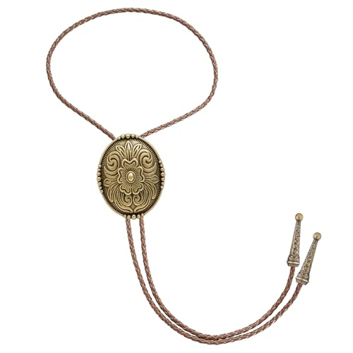 Image of GelConnie Floral Bolo Tie for Men Womens Bolo Tie Necklace Native American Black Men's Bolo Ties Western Cowboy Bolero Ties