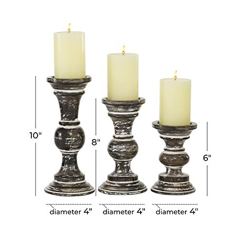 Deco 79 Wood Candle Holder, Set of 3 6', 8', 10'H, Dark Brown by Deco 79 - Image 6