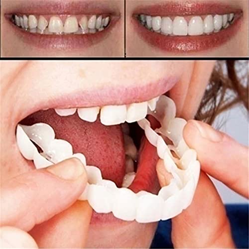 Chnlml Denture Teeth Temporary Fake Teeth Snap On Veneers, Simulation Braces Snap On Smile Tooth Cover Perfect Whitening One Size Fits Most Comfortable Denture To Make，Fix Confident Smile (2 Pcs) #TOP1