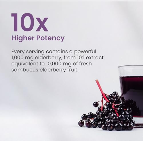Elderberry Capsules | 1000mg Sambucus Elderberry with Zinc and Vitamin C for Adults + Vitamin D3 5000 IU & Ginger | 5-in-1 Antioxidant Immune Support Supplement | 120 Elderberry Extract Capsules
