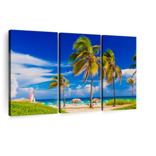 Toile Varadero Beach Cuba 3 pièces : affiche murale évasion pour salon chaleureux 120x60cm
