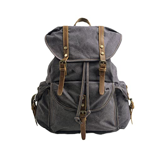 FANDARE Leinwand Wanderrucksack Rucksack Schulranzen Schultaschen mit Kordelzug Trekkingrucksack Reiserucksack Outdoorrucksack für Herren Damen Camping Radfahren Klettern Bergsteigen und Reisen Sport