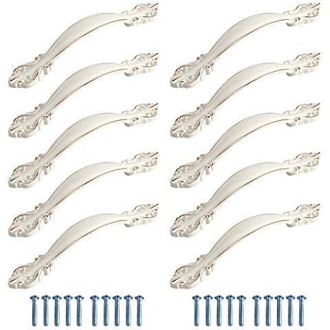 Homend 10 Pack Flat Ivory White Cabinet Hardware Handle Pull, 2-1/2" (64mm) Hole Center,4-1/2" Overall Length, Drawer Handle Dresser Kitchen Cupboard Furniture Hardware Door Pull (Ivory White) Cover