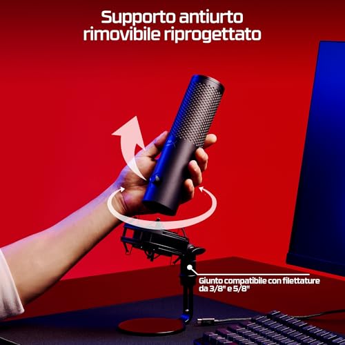 QuadCast 2 S – USB Microphone for Streamers and Content Creators, 32-bit bit depth 192kHz sampling rate, 100+ aRGB LEDs, PC Win11, Mac, Steam Deck, USB-C - Black - Microfono streaming - Immagine 5