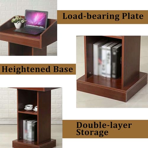 BGEDL Vintage Lectern Solid Wood Lectern Intelligent Stand-Up Computer Desk Information Desk at The Sales Office Small Teacher\'s Console Podiums for Classroom Church Lecture Restaurant Welcome Desk - Thumbnail 5
