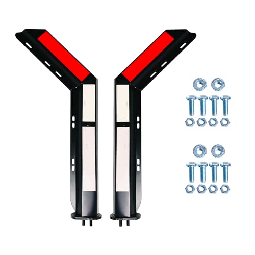 ANAQA 2 Pack Angled Mudflap Hangers Brackets Mud Flap Holder Mounting Kit 30 Length Spring Loaded with Reflective Tapes fit for 1-1/8 Bolt Spacing Semi Trucks Black