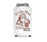 Christmas Stocking Stuffer for Men Santa Beer Can Cooler Party Favor Gift (Its The Most Wonderful Time)