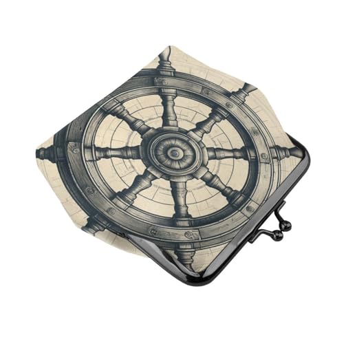 Pu Leather Buckle Coin Purse Retro-Ship-Wheel Girls Kiss-Lock Change Purse Wallets3