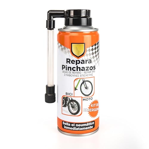 Kit Repara Pinchazos para Bicicleta, Motos y Patinetes 200ml Sella el Neumatico Inmediatamente - Sellador Emergencia para Reparar Ruedas (1)