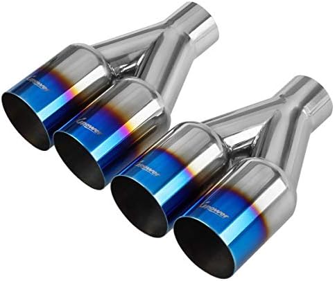 Upower Dual Exhaust Tip 2.5 Inch Inlet 3.5 Inch Outlet 2.5" to 3.5" Diesel Exhaust Tailpipe Blue Burnt 304 Polished Stainless Steel 10.5" Long Weld-on Exhaust Tail Pipe Pack of 2
